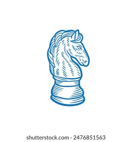 hand drawn chess horse illustration