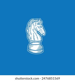 hand drawn chess horse illustration