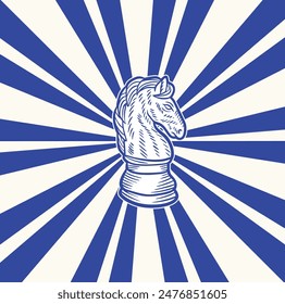 hand drawn chess horse illustration