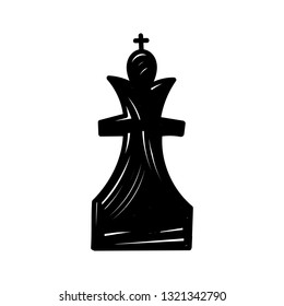 Hand drawn Chess King on white background