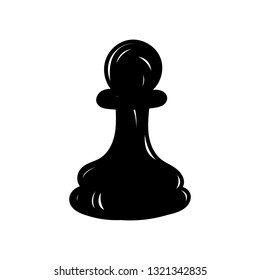 Hand drawn Chess pawn on white background