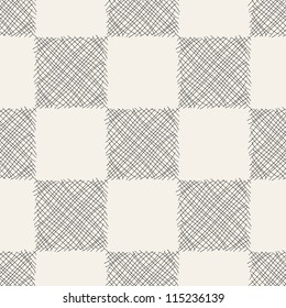 Hand drawn chessboard seamless pattern. Stylish cell