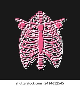 hand drawn chest rib bone vector illustration