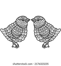 Hand drawn of chick in zentangle style