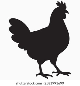 Hand drawn chicken bird silhouette