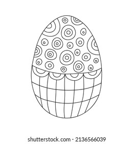 Hand drawn chicken easter egg on a white isolated background. Doodle, simple outline illustration. It can be used for decoration of textile, paper and other surfaces.