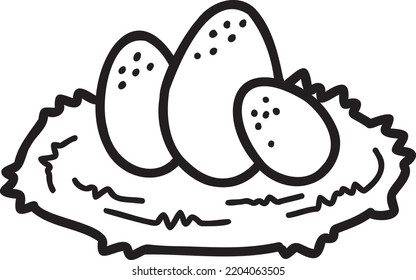 Hand Drawn chicken eggs in the nest illustration isolated on background