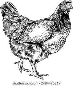 Dibujado a mano de gallina gallina boceto ilustración