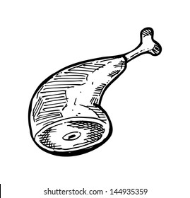 hand drawn chicken leg