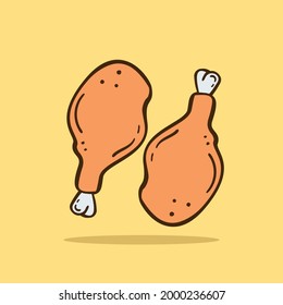 Hand drawn Chicken leg icon Design Template. vector sketch doodle illustration. Perfect for brochures, banner, packaging menu and market