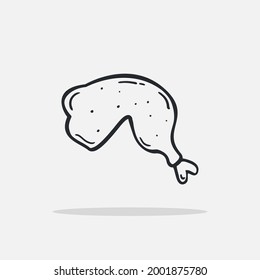 Hand drawn Chicken leg icon Design Template. vector sketch doodle illustration. Outline style. Perfect for food concepts, diet infographics, icons or web design, street restaurants menu