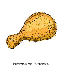 Pata de pollo dibujada a mano sobre un fondo blanco. Ilustración vectorial.