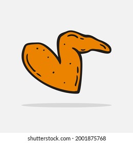 Icono de alas de pollo dibujado a mano Diseño de plantilla. ilustración del doodle de esbozo vectorial. Perfecto para los conceptos de comida, infografía de dieta, iconos o diseño web, menú de restaurantes callejeros