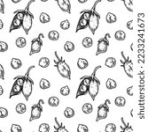 Hand drawn chickpeas seamless pattern. Vector illustration in sketch style