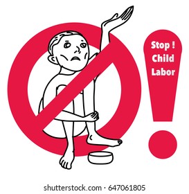 hand drawn child beggar vector,sad child beggar,stop child labour