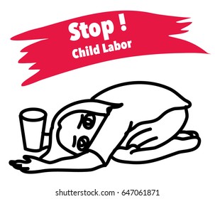 hand drawn child beggar vector,sad child beggar,stop child labour