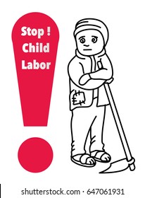 hand drawn child beggar vector,sad child beggar,stop child labour