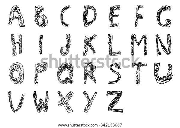 Hand Drawn Child English Alphabet Filled Stock Vector (Royalty Free ...