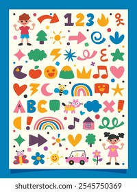 Hand Drawn Childish Characters And Objects
