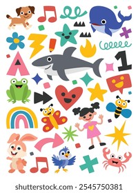 Personagens E Objetos Desenhados À Mão