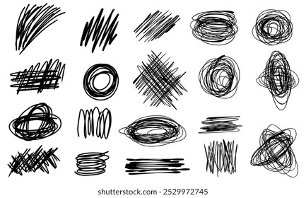 Rabisco de caneta infantil desenhado à mão. Desenhado à mão Simples esboçado elementos em fundo isolado. Ilustração em preto e branco.