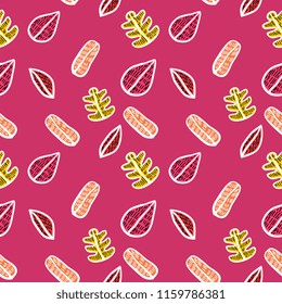 Hand drawn childish style autumn seamless pattern