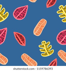 Hand drawn childish style autumn seamless pattern