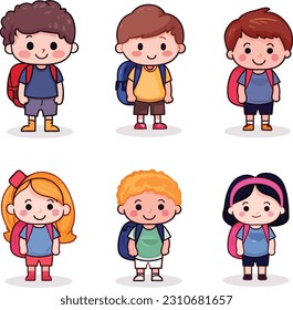 Hand Drawn Children Back To School Flat Cartoon Vector Illustration