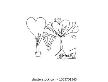 Hand drawn children of balloon