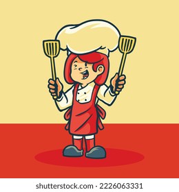 Hand drawn Children cartoon activities as a chef.