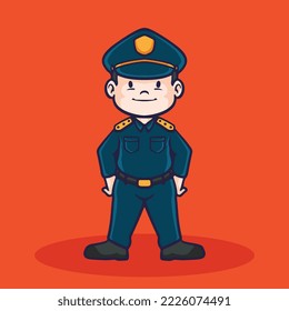 Hand drawn children cartoon activities of policeman.
