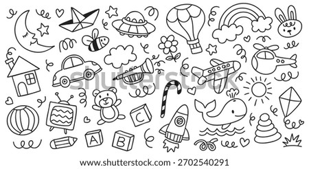 Hand drawn children doodle element illustration