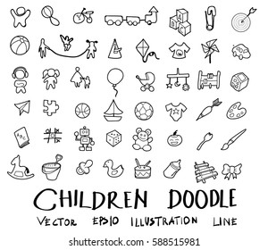 Hand drawn children doodle set
