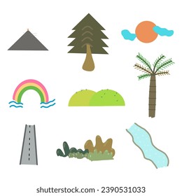 hand drawn Children draw objects in nature