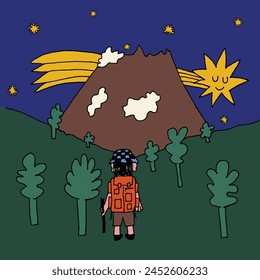 dibujos a mano de niños dibujando montañas ilustración