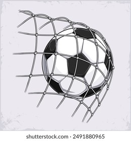 Hand drawn children Football Ball came in the gate Classic black white Soccer Ball Goal in the gate