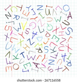 Hand drawn Children pencil ABC vector illustration