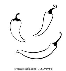 Hand drawn chili pepper set