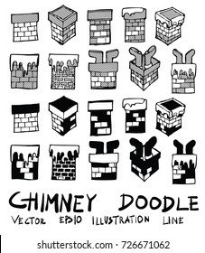 Hand drawn chimney isolated. Vector sketch black and white background illustration icon doodle