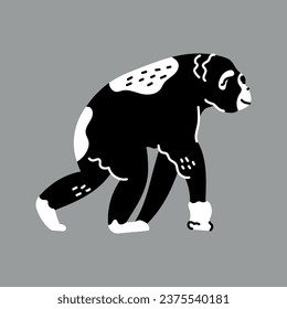 Hand drawn chimpanzee monkey color concept. Children's character. Abstract art animal. Contemporary trendy vector illustration.