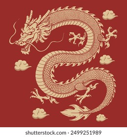 Hand drawn china dragon pattern