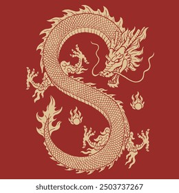 Hand drawn china dragon pattern