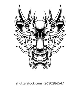 Hand Drawn Chinese Dragon Head