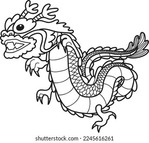 Hand Drawn chinese dragon illustration isolated on background