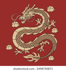 Hand drawn chinese dragon poster