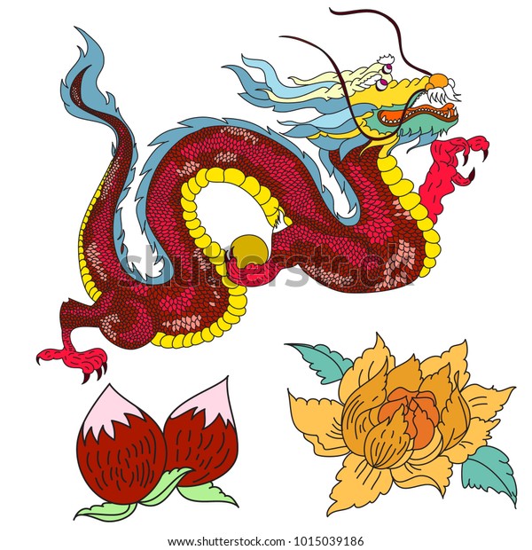 Hand Drawn Chinese Dragon Set Vectordragon Stock Vector (Royalty Free ...