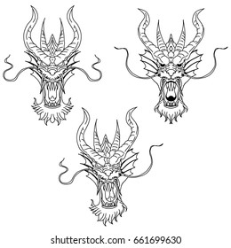 Hand drawn Chinese Dragon's head tattoo