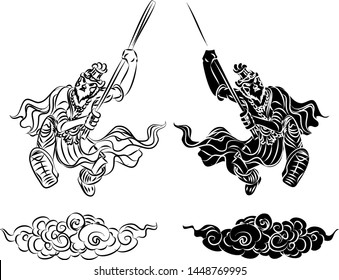hand drawn Chinese king monkey.Traditional Chinese culture elements for printing on shirt.