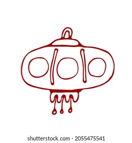 Hand drawn Chinese lantern. Happy Chinese new year of The Tiger. Asian elements with craft style on background. Hand drawn doodle style.