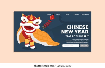 Hand drawn chinese new year landing page design collection